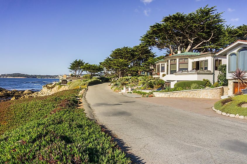 Road along the Pacific Ocean coast, in Carmel-by-the-sea, Monterey Peninsula, California