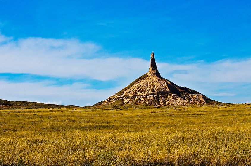 Chimney Rock is about 60 miles from Kimball, but it can be seen for miles around.
