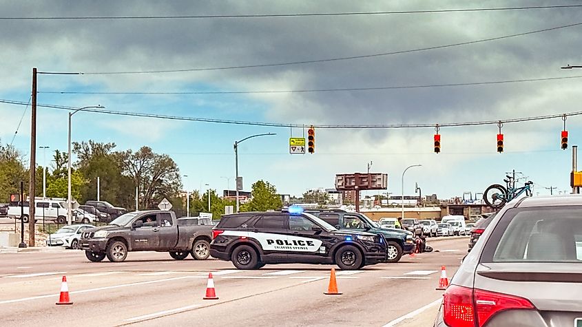 Police patrol car of the Colorado Springs Police Department.