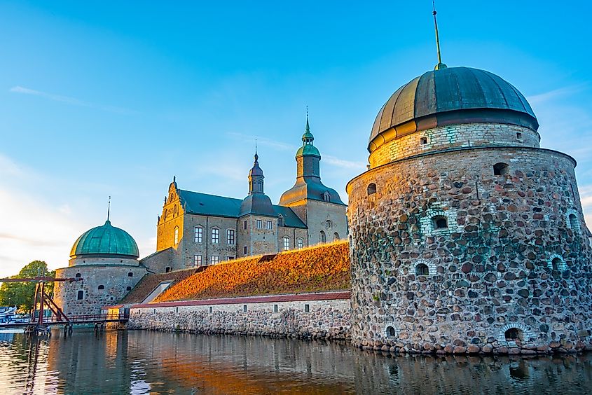 Sunset view of Vadstena castle in Sweden.