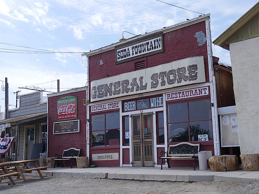 View of the general store in Randsburg, California.