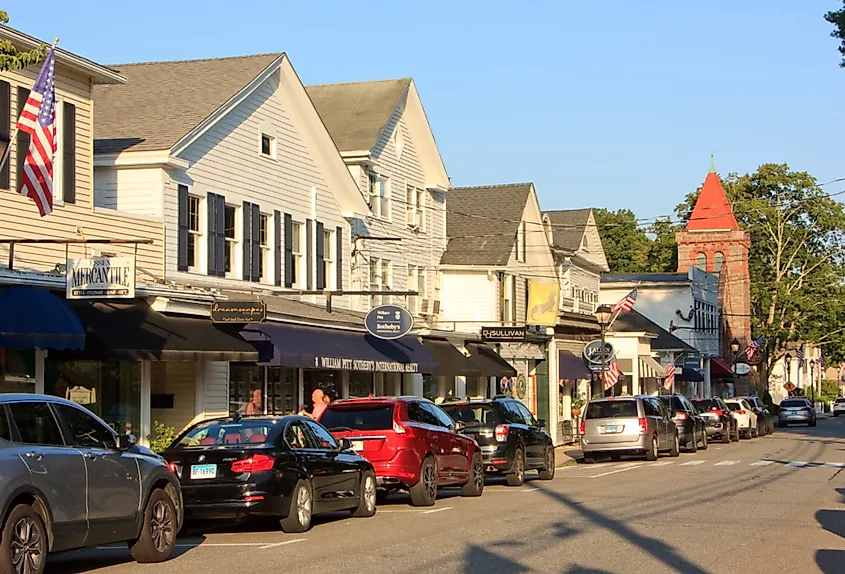 Main street with historic commercial buildings in Essex, Connecticut. Image credit danf0505 via Shutterstock