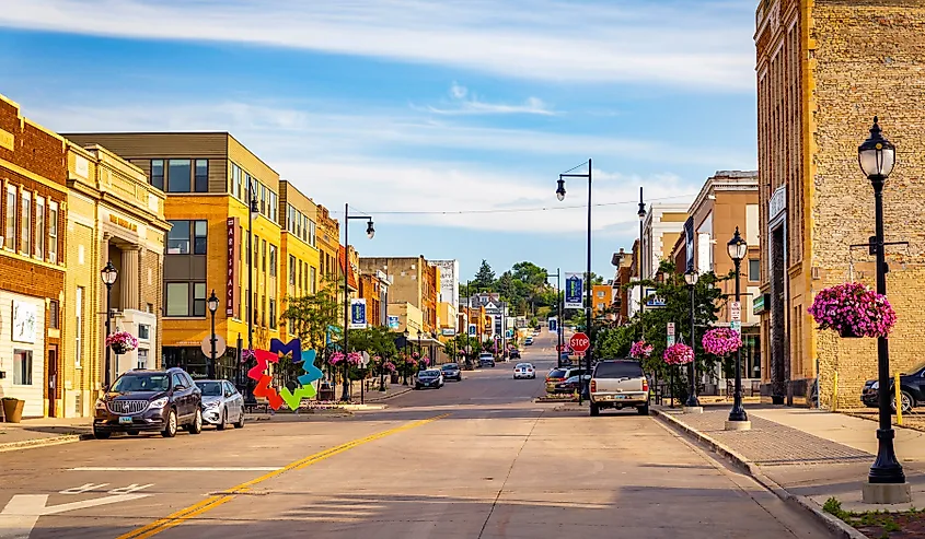 View of downtown Minot, North Dakota.
