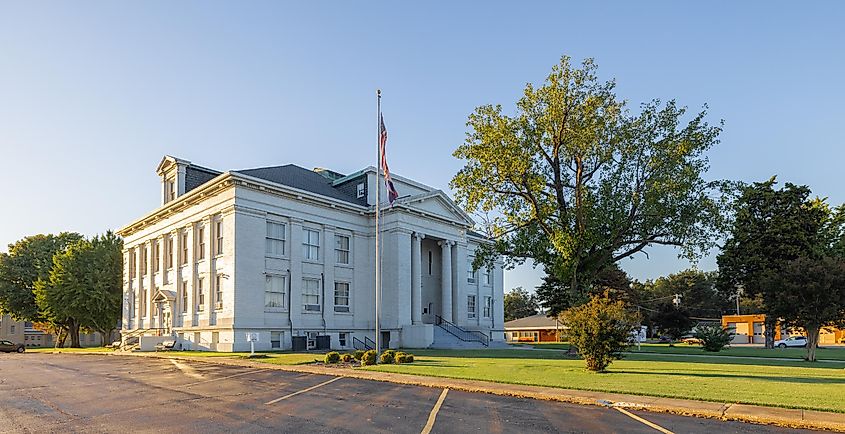 The historic New Madrid County Courthouse, via Roberto Galan / Shutterstock.com