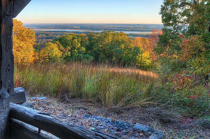 Autumn view from atop a river bluff in Pere Marquette State Park