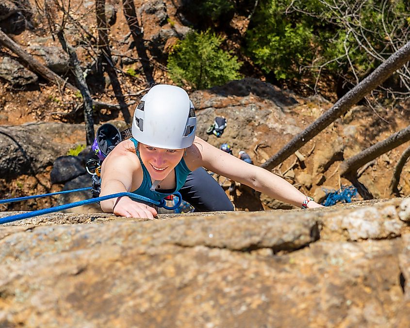 Rock climbing in Camden, Maine.