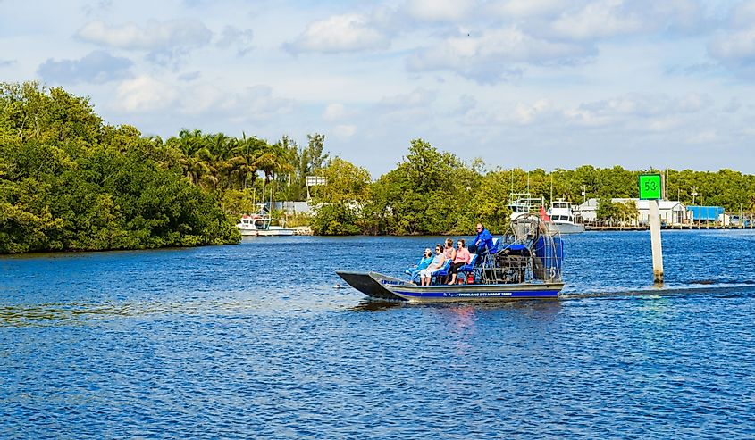 The small coastal town in the Everglades is a popular tourist destination with airboat rides along the Barron River
