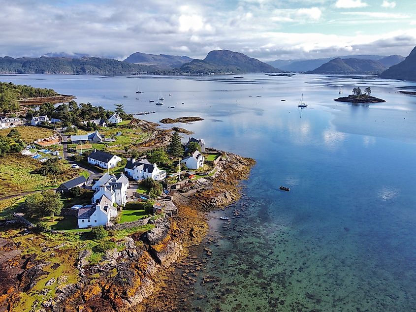 Houses in the village of Plockton, Wester Ross, Scotland