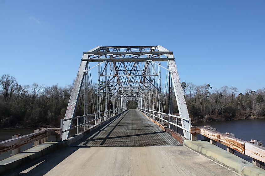 Historic 1928 Merrill Bridge over the Pascagoula River in George County, Mississippi.