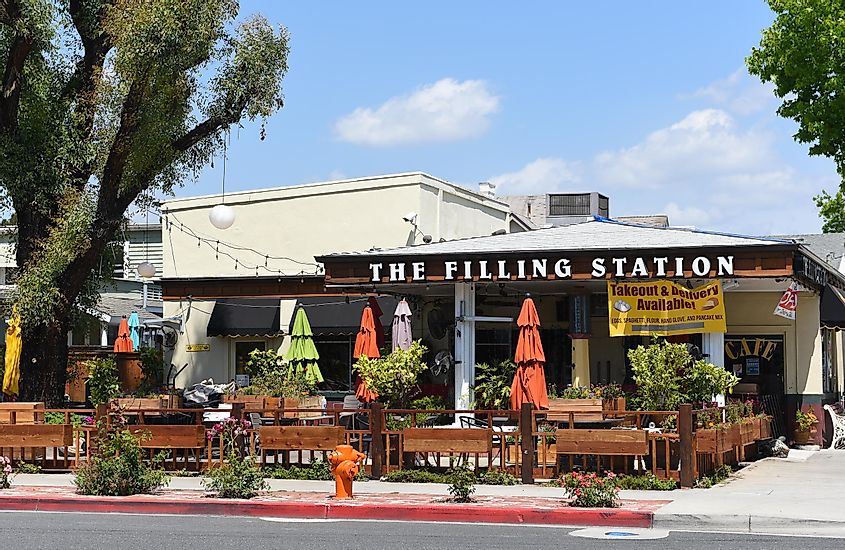 The Filling Station is a restaurant in a converted gas station with cafe classics and breakfast served all day, near Chapman University, via Steve Cukrov / Shutterstock.com