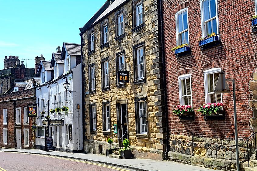 Old town in Alnwick, in Northumberland, England. 