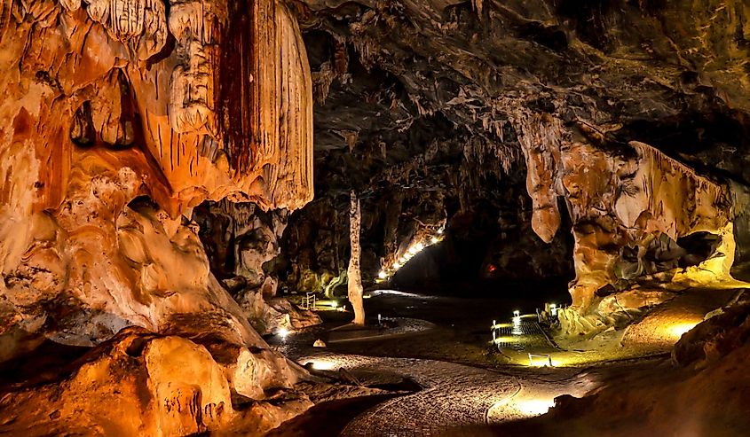 Inside a cave in Mammoth Cave National Park