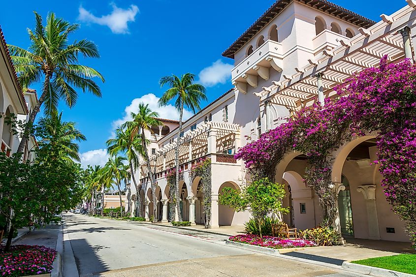 Worth Avenue luxury shopping district in Palm Beach, Florida