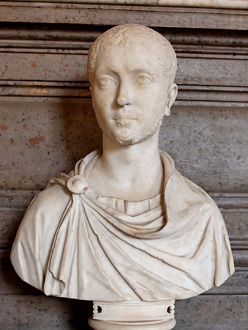The sculpture of Emperor Severus Alexander in marble.