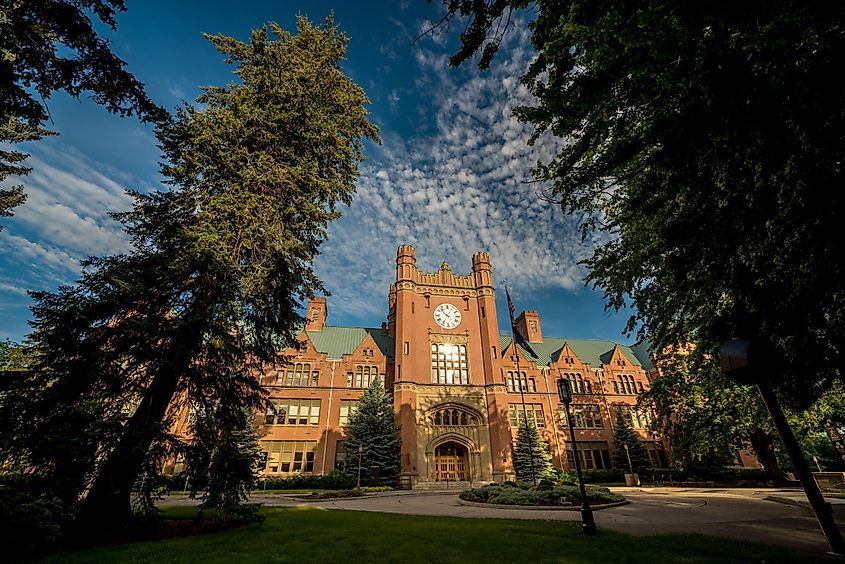 University of Idaho brick administration building.