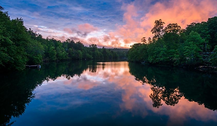 Sunset over the water in Mentone, Alabama