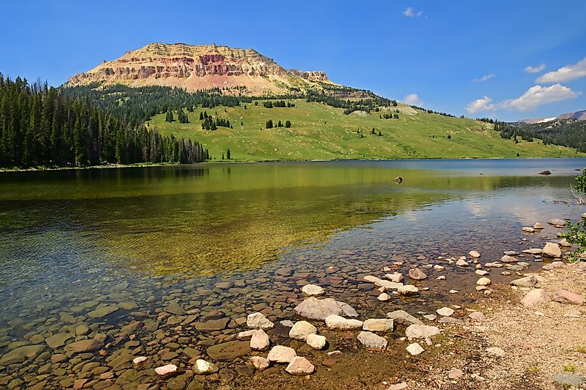 Beautiful Beartooth Lake with the Beartooth Butte in the background on a sunny summer day