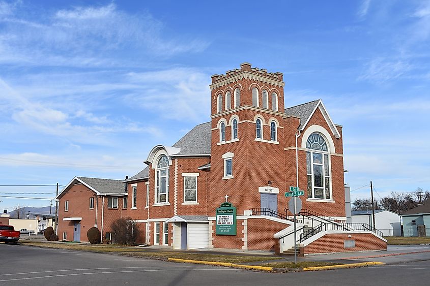 The First Baptist Church (1909) in Emmett, Idaho, is listed on the National Register of Historic Places.