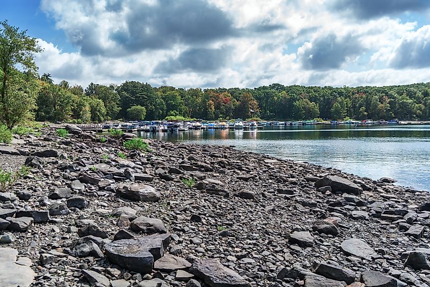 The serene Lake Wallenpaupack area near Hawley, Pennsylvania