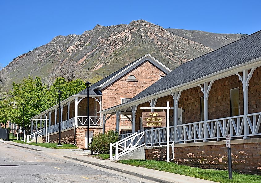 Constructed in 1875 as barracks, these historic buildings now house the Fort Douglas Museum.
