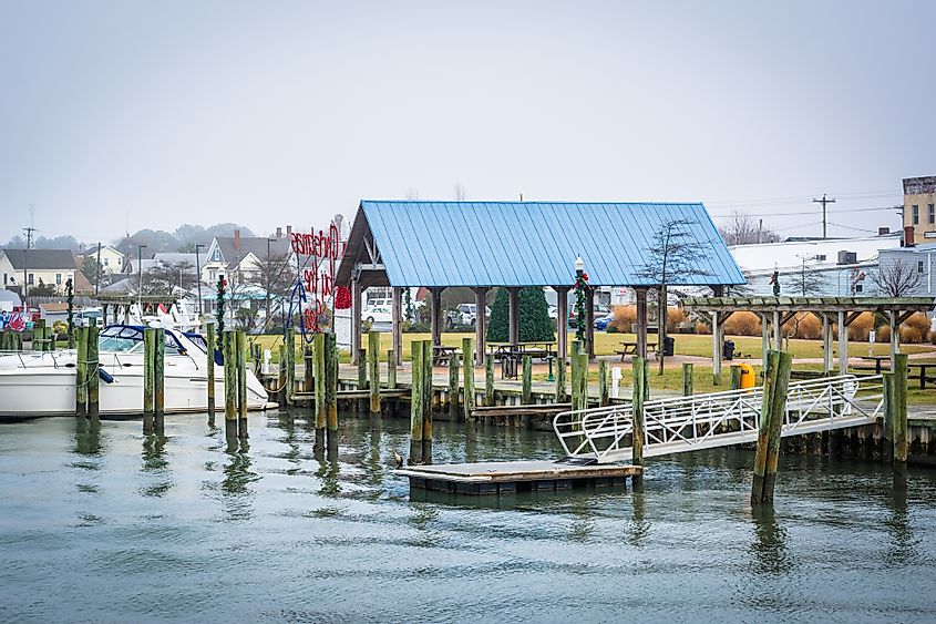 View of the Chincoteague Bay Waterfront, in Chincoteague Island, Virginia