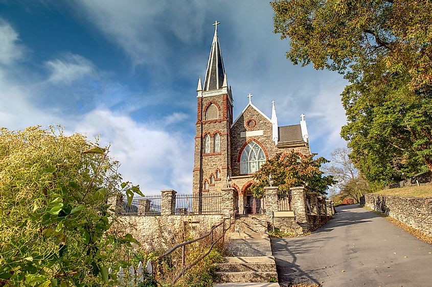 The historic St. Peters Roman Catholic Church in Harpers Ferry