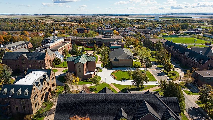 Aerial view of Sackville, New Brunswick, Canada