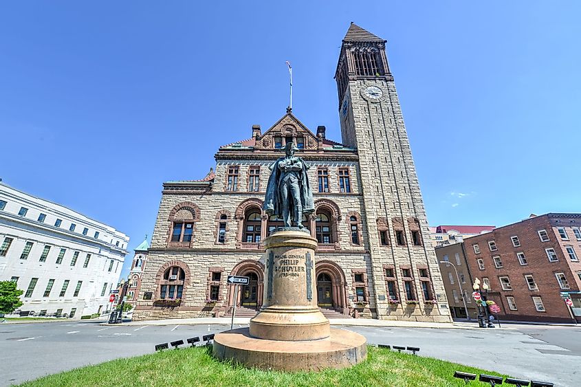 Monument to Philip John Schuyler in front of the Albany City Hall in Albany, New York