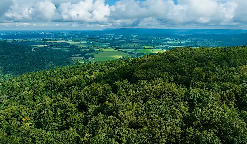 Monteagle Tennessee overlooking valley below Cumberland mountains