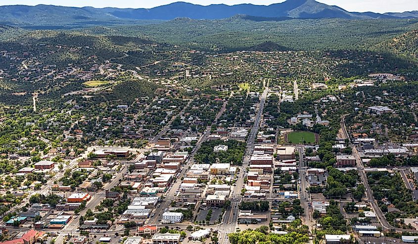 Aerial view of Downtown Prescott, Arizona