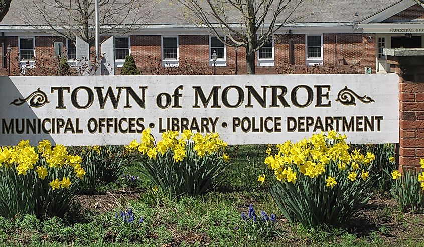 Sign in front of Monroe CT Town Hall