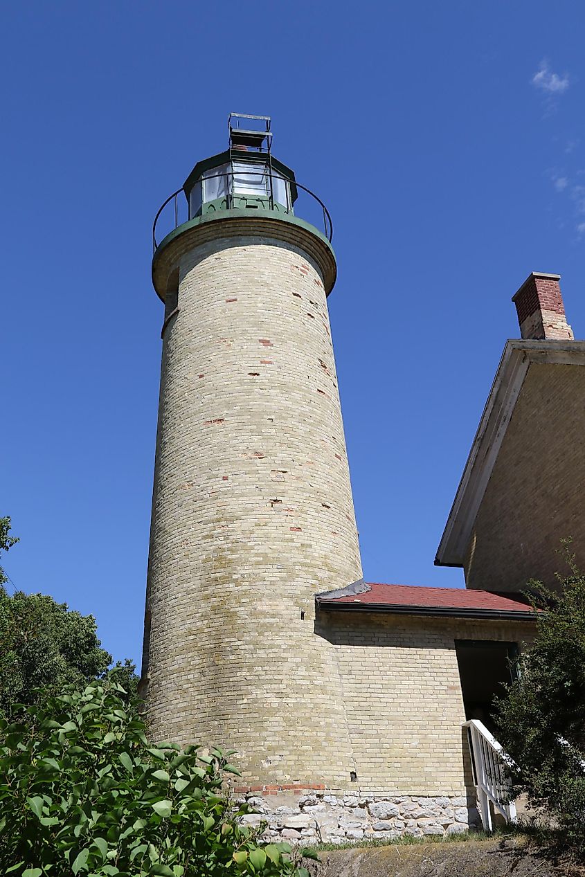 The restored Beaver Head Lighthouse on Beaver Island, Michigan on Lake Michigan.