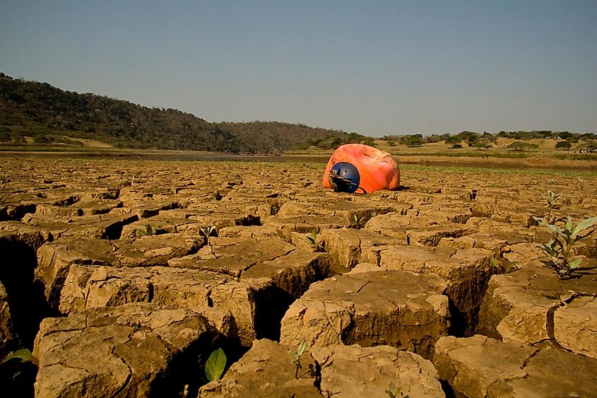 Hazelmere Dam, Durban, KwaZulu Natal, Durban, 25 July, 2015. The worst drought to hit South Africa in 100 years left dams on the brink of failure. Cattle starved to death and crops failed.