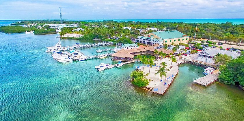 Islamorada coastline, aerial view of Florida.