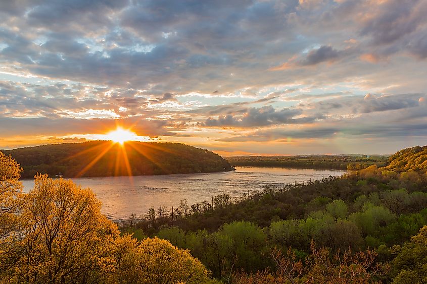 View of the sunset near Columbia in Pennsylvania.