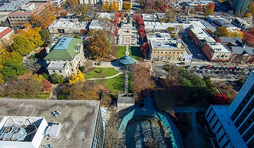 Aerial view of Decatur Square in Decatur, Georgia