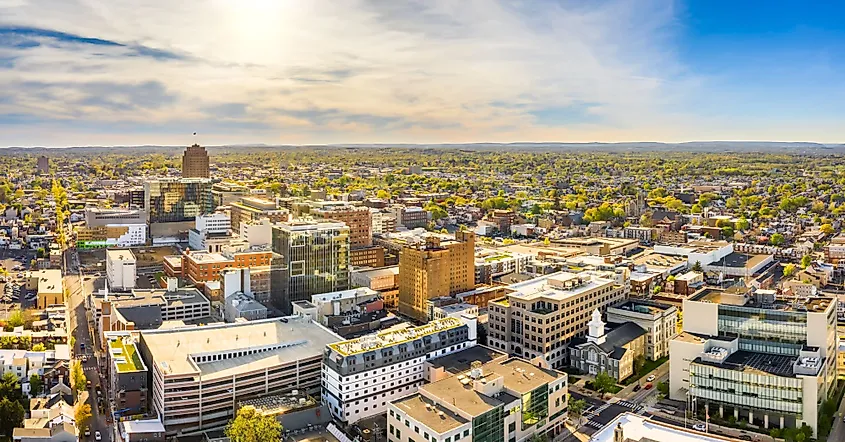 Aerial panorama of Allentown, Pennsylvania