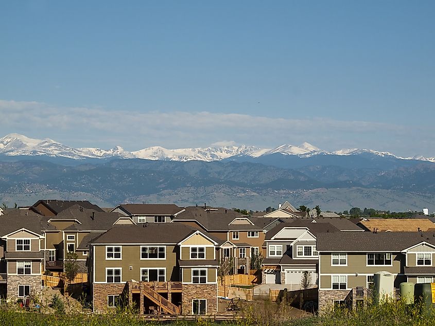 Overlooking homes in Erie, Colorado.