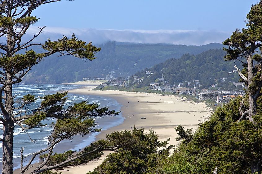 A view of the city of Cannon Beach, Oregon
