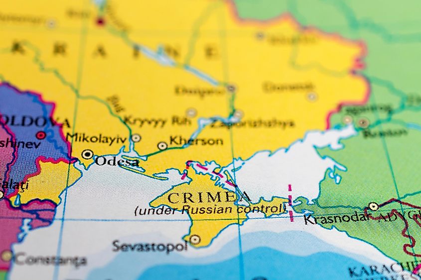 Close up of Crimea map.