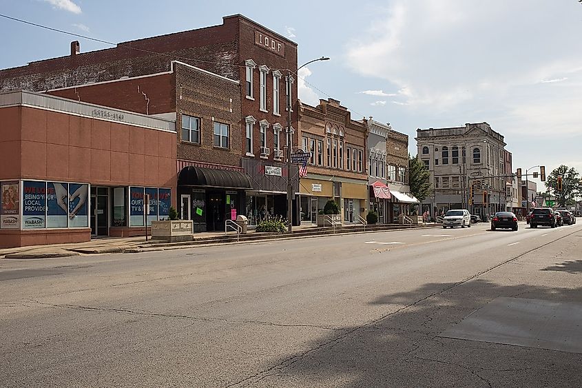 Shops along downtown Salem, Illinois