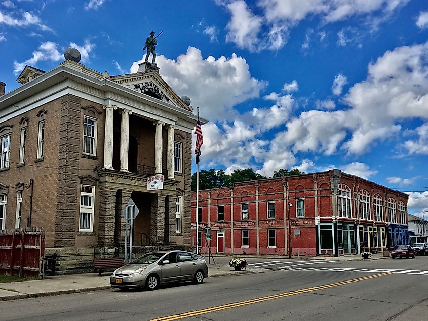 Rustic buildings in the town of Nunda in New York.