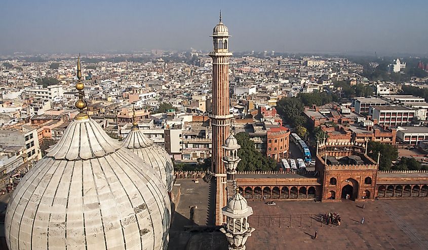 Dome an minaret of Jama Masjid Mosque in Delhi