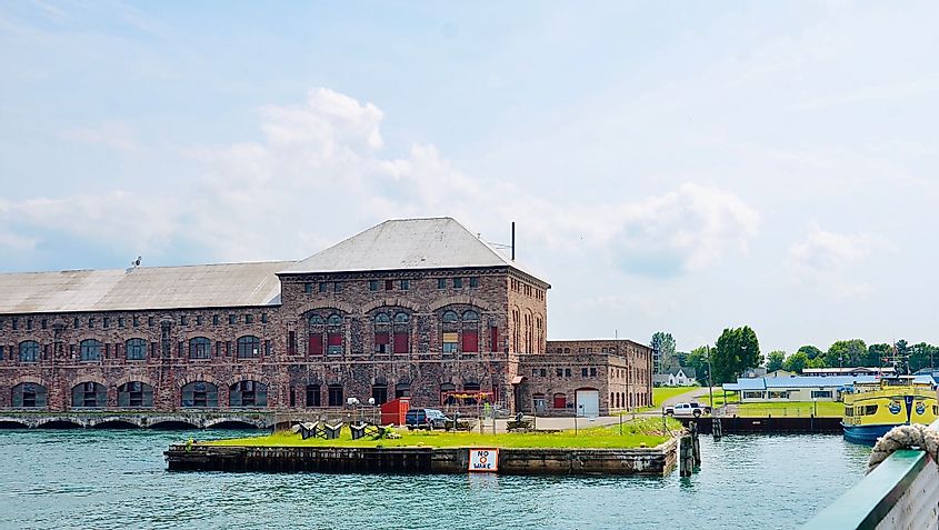 The 116-year old Edison Sault Hydroelectric Plant at Sault Ste. Marie, Michigan