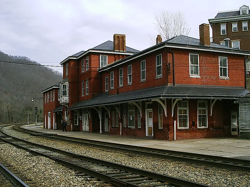 Rustic train station in Hinton, West Virginia.