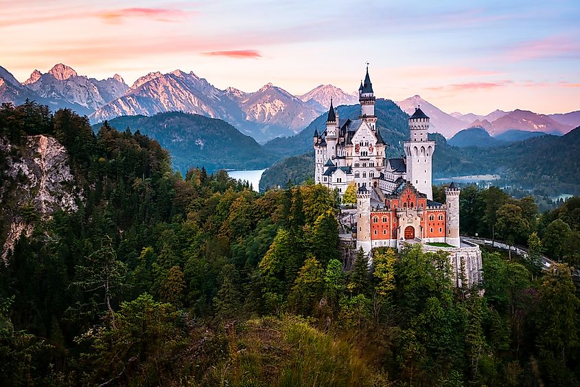 Neuschwanstein castle in the Bavarian Alps near Fussen