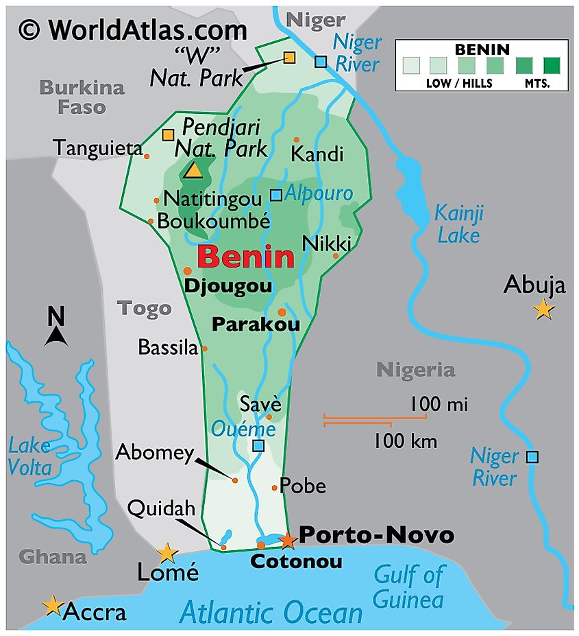 Political map of Benin.