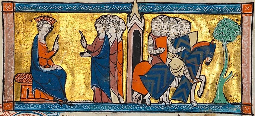 King Baldwin II presiding over a council with the Templars.