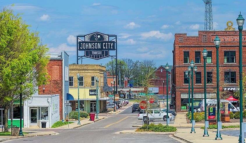 Streets of Johnson City in Tennessee.