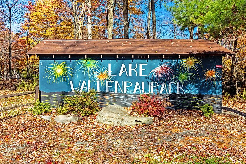 Lake Wallenpaupack sign in Hawley, Pennsylvania
